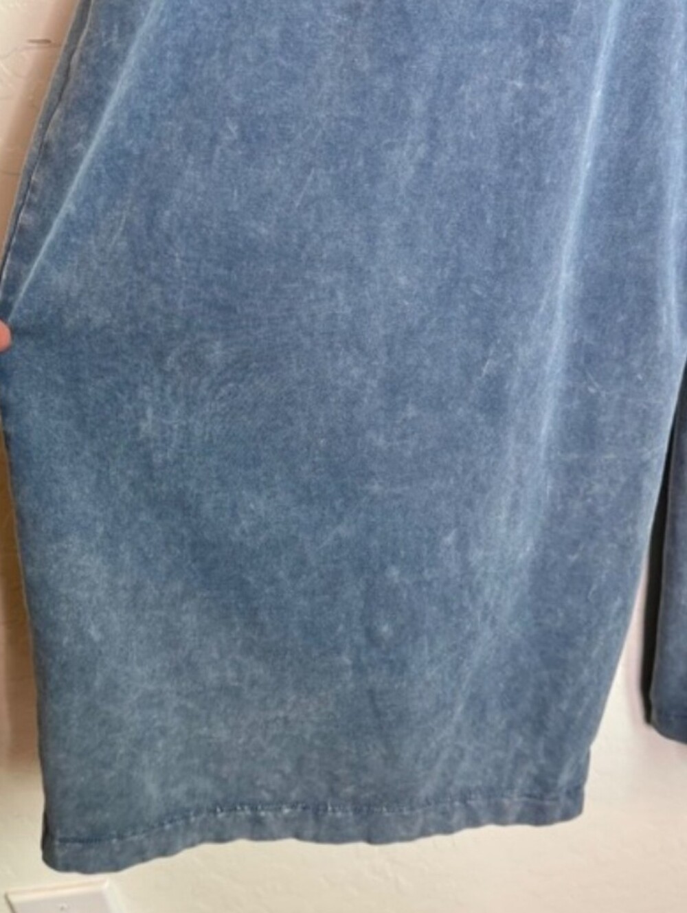 Anthropologie Sundry Blue Mineral Wash Wide Leg Cropped Jumpsuit L Boho Lounge - Picture 8 of 11